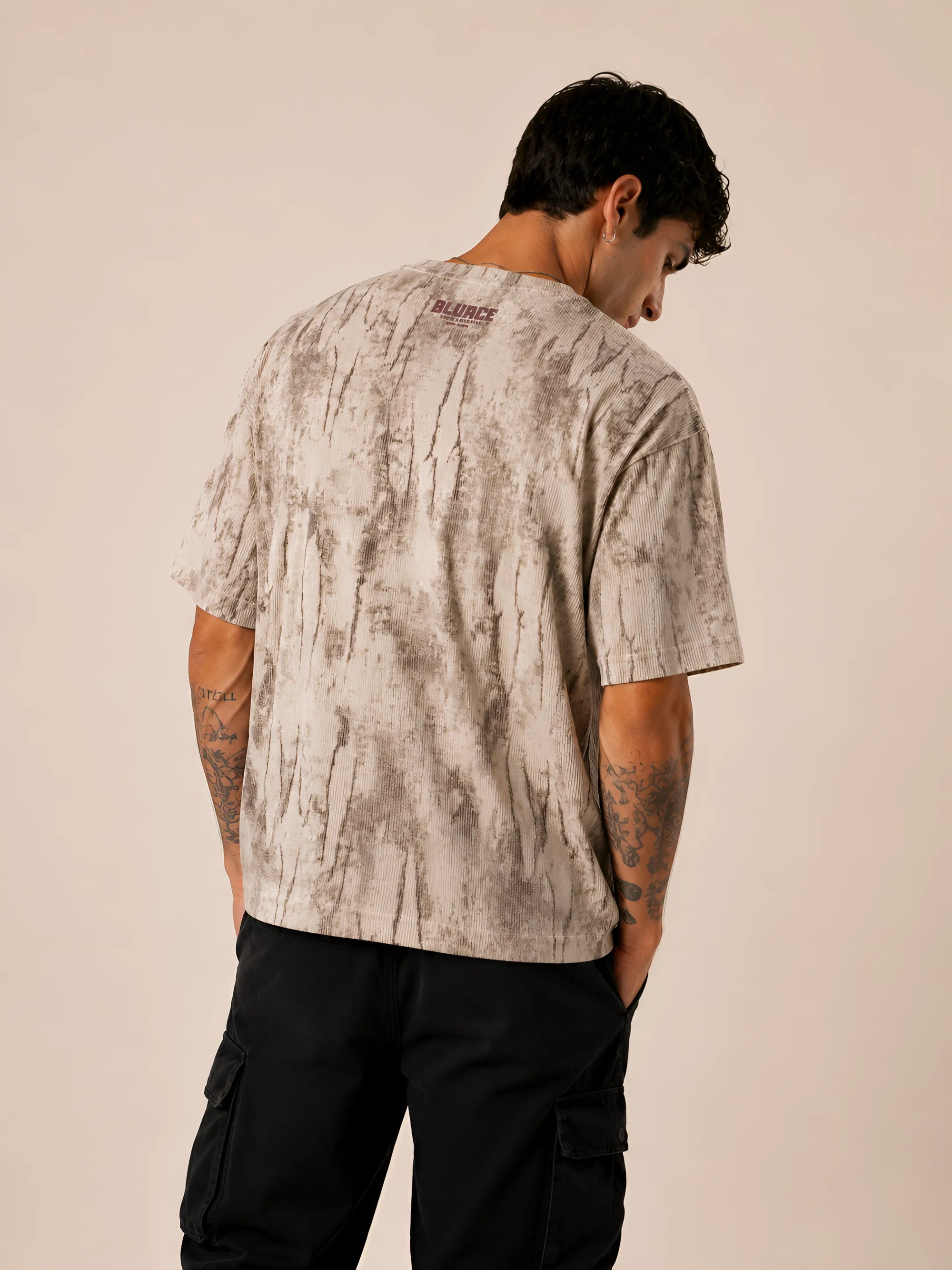 Ribbed Vintage Oversized T-shirt - Sand