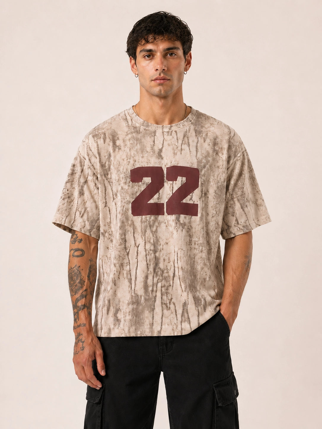 Ribbed Vintage Oversized T-shirt - Sand