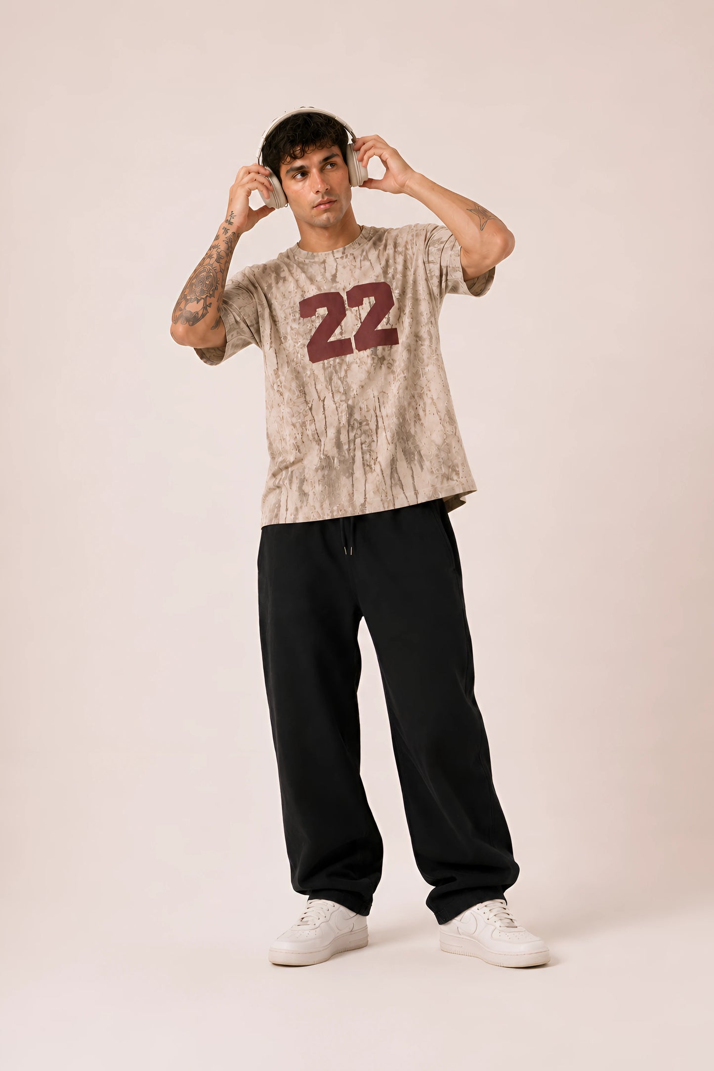 Ribbed Vintage Oversized T-shirt - Sand