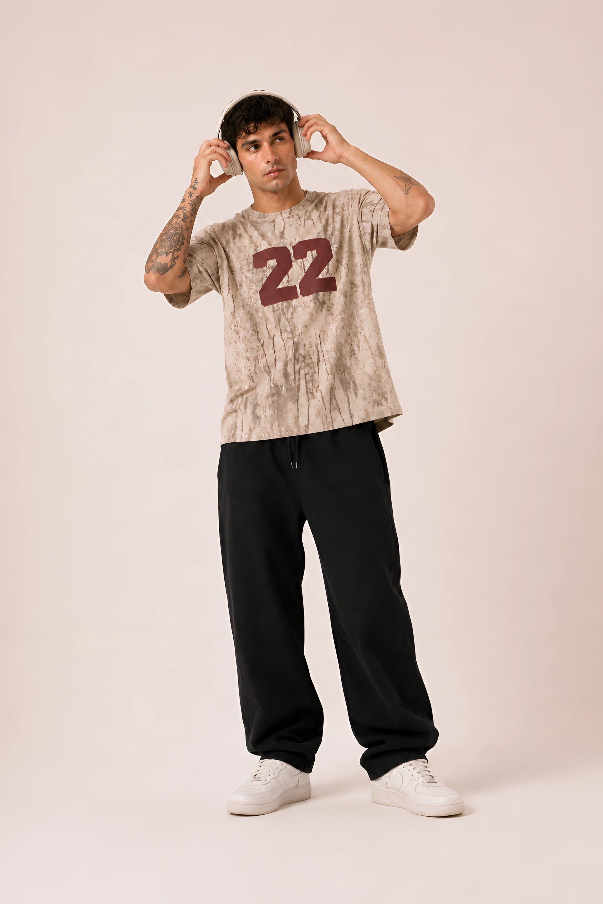 Ribbed Vintage Oversized T-shirt - Sand
