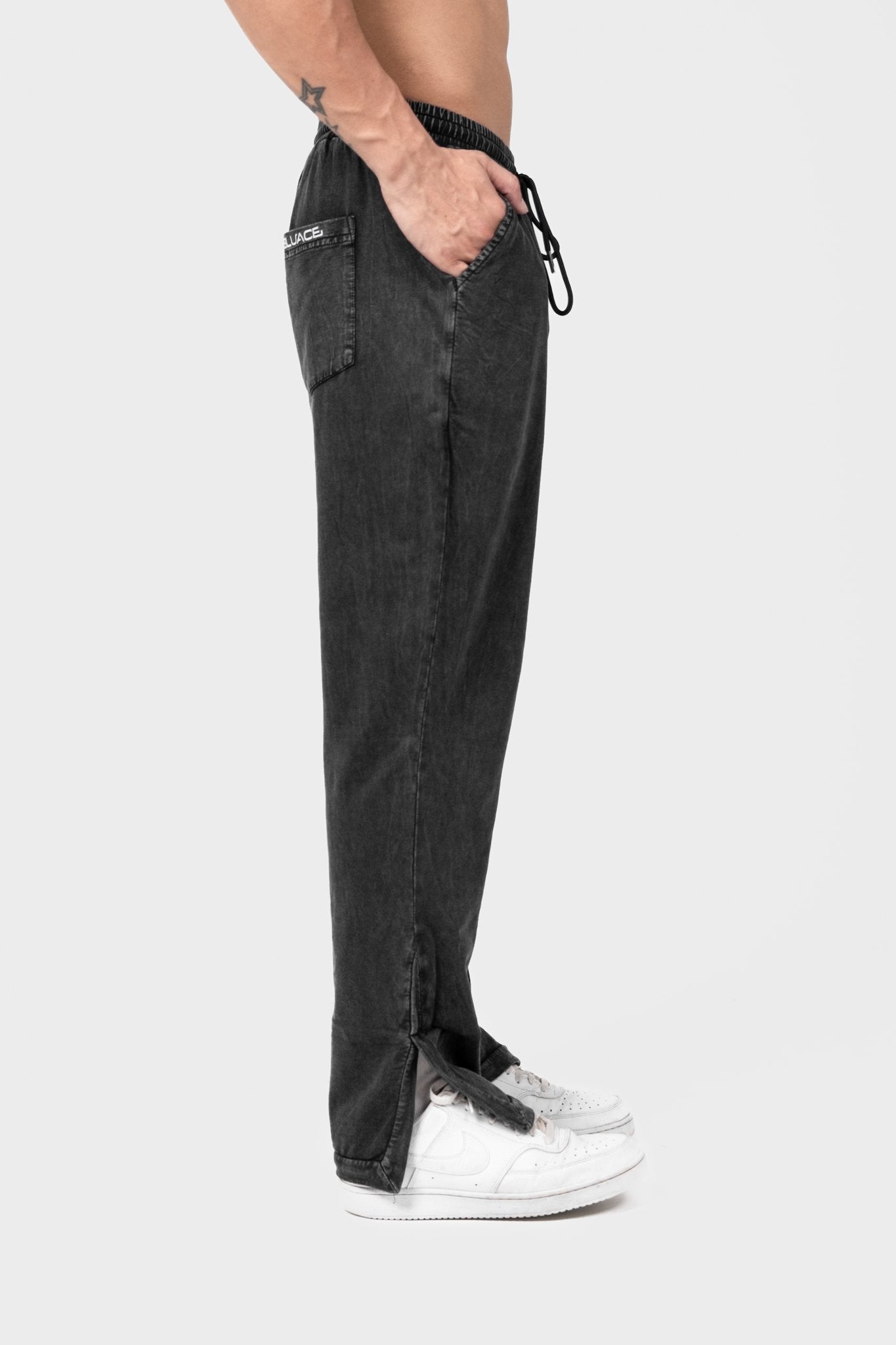 Black Drifted Split Hem Joggers - Bluace.in