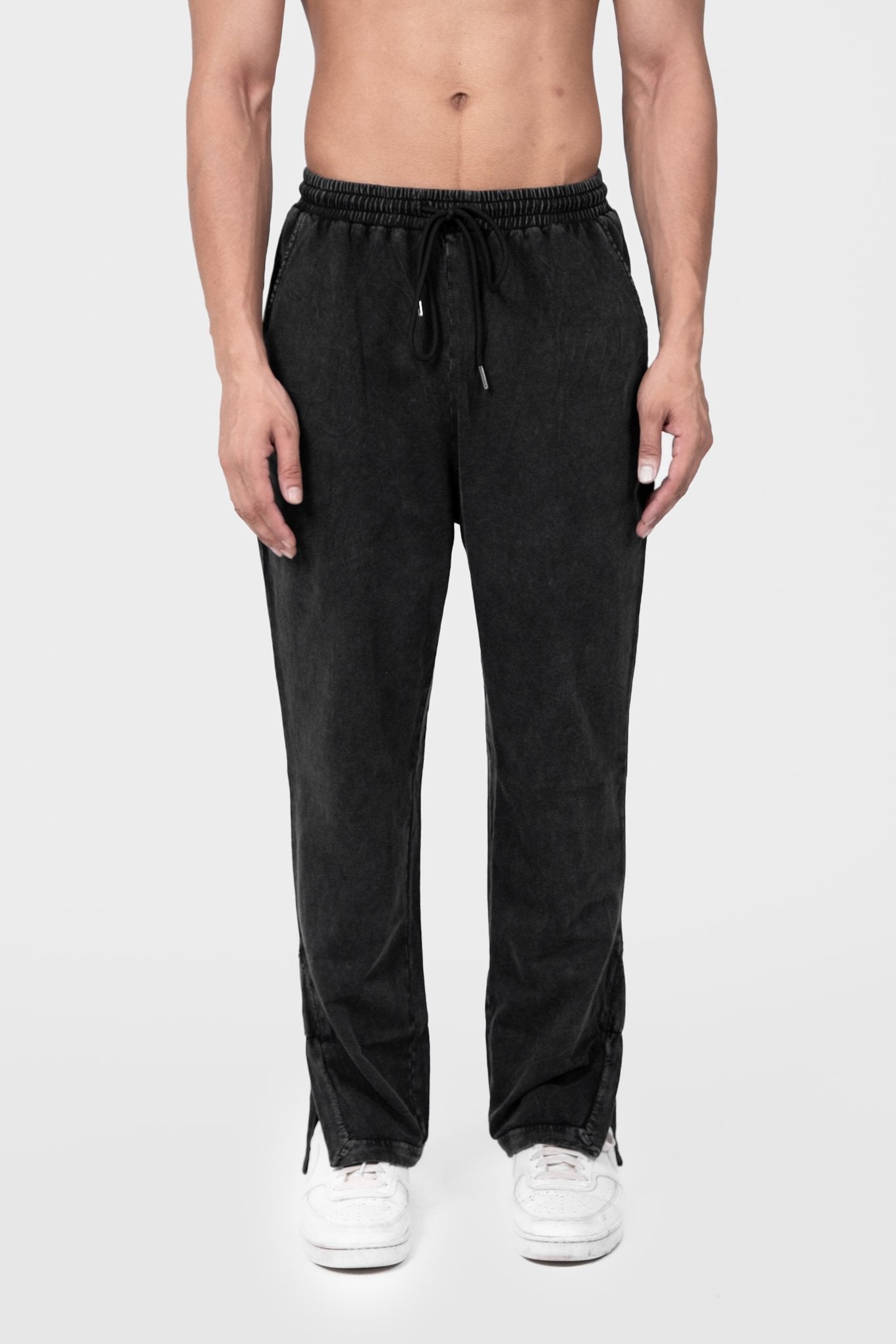 Black Drifted Split Hem Joggers - Bluace.in