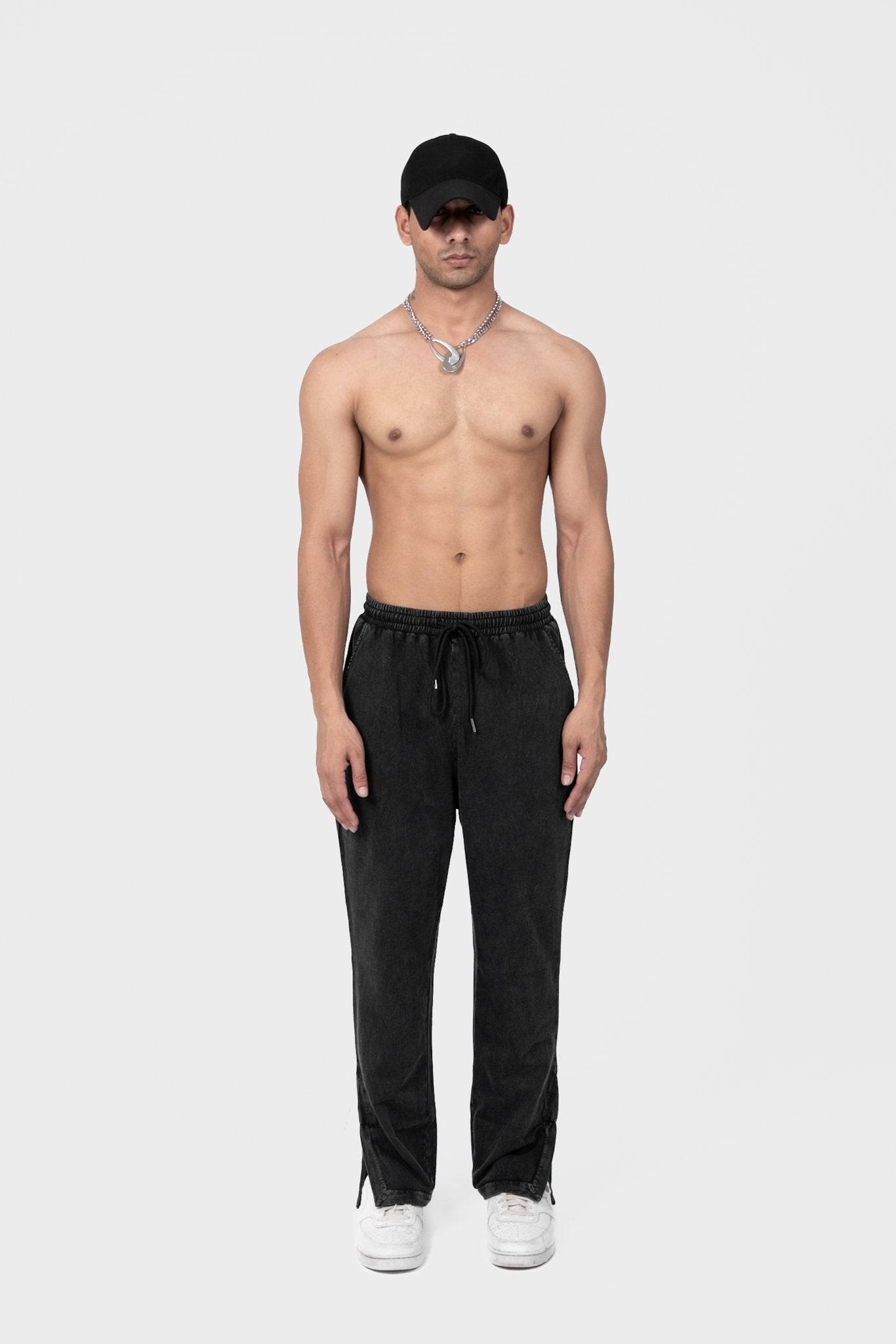 Black Drifted Split Hem Joggers - Bluace.in