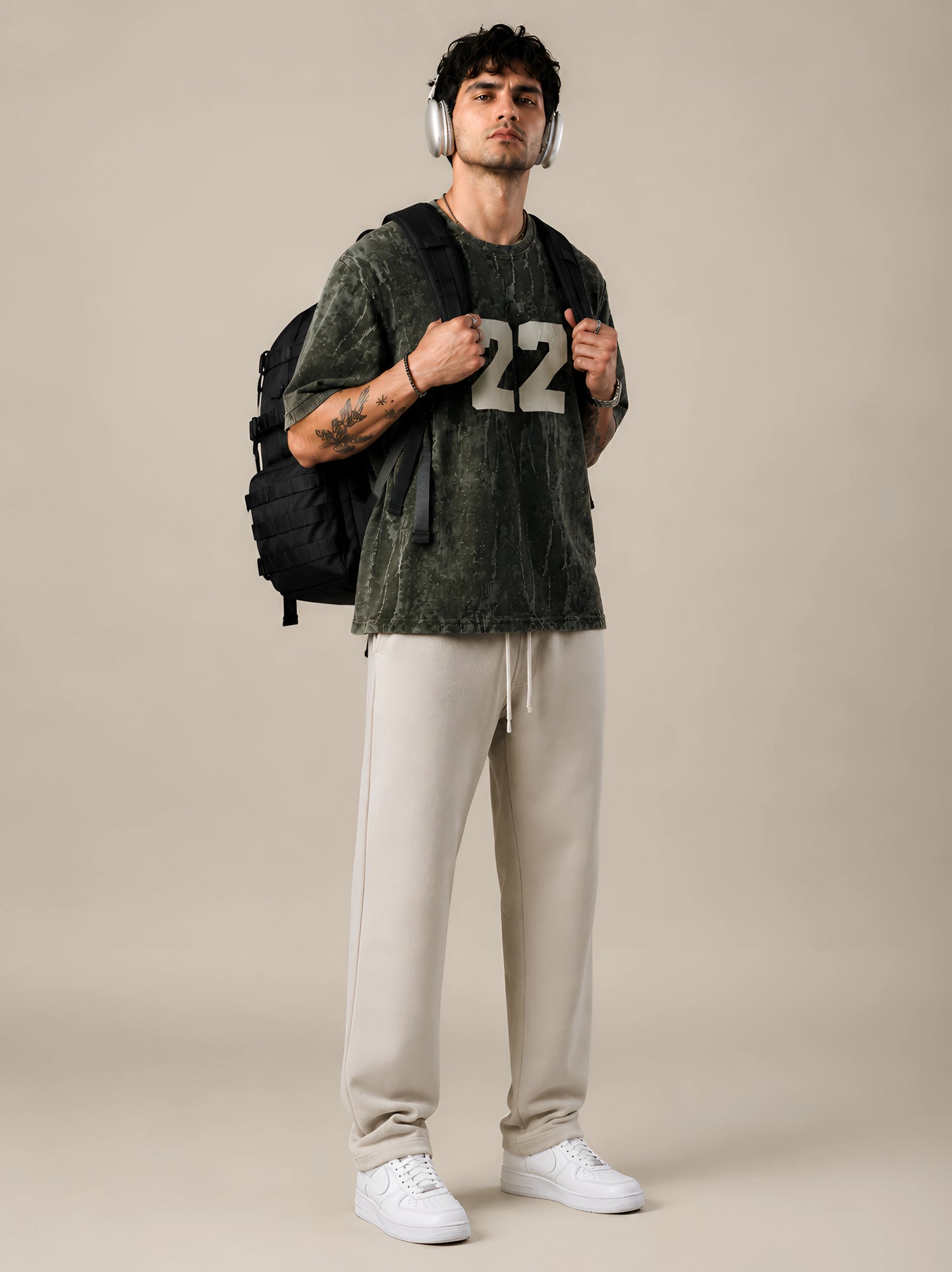 Ribbed Vintage Oversized T-shirt - Vintage Olive