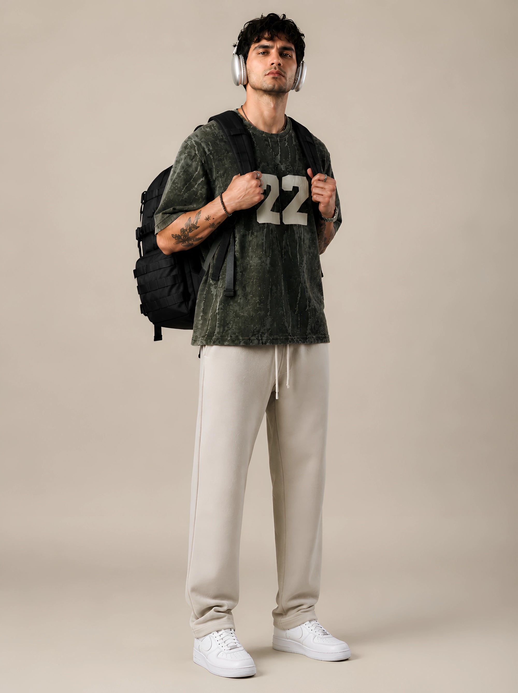 Ribbed Vintage Oversized T-shirt - Vintage Olive