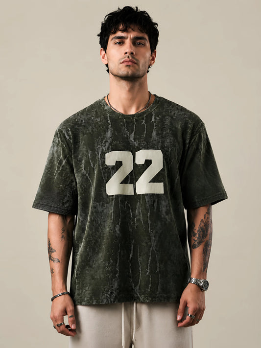 Ribbed Vintage Oversized T-shirt - Vintage Olive