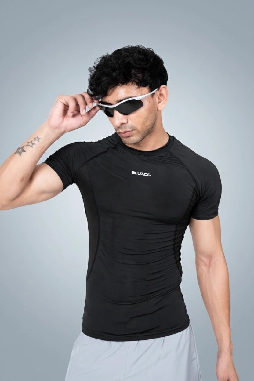 THE HYPERSKIN Compression Tee - Black - Bluace.in